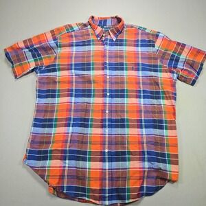 Ralph Lauren Button Down Mens Plaid Classic Fit Short Sleeve Multi color 2XLT